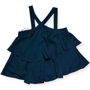 NWT Amanda Uprichard Black Tiered Ruffle Cal Blouse Size L